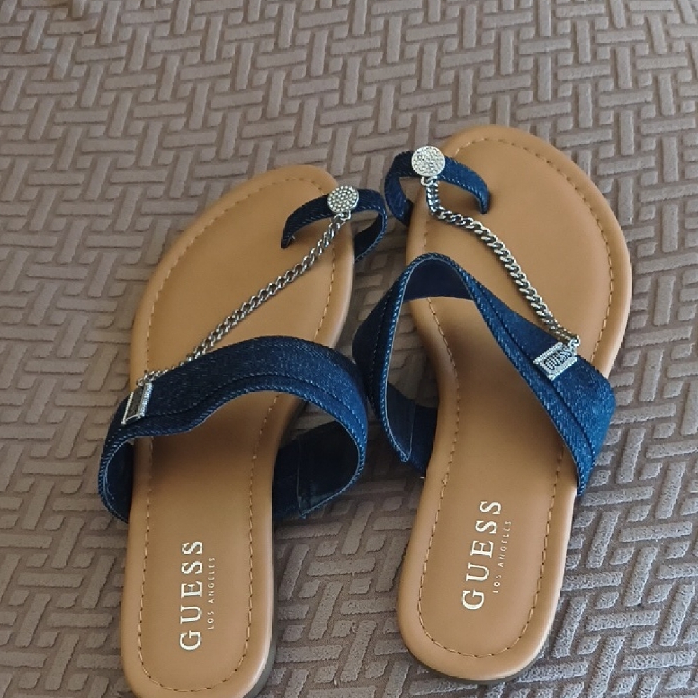 Guess Navy and Tan Women's Sandals